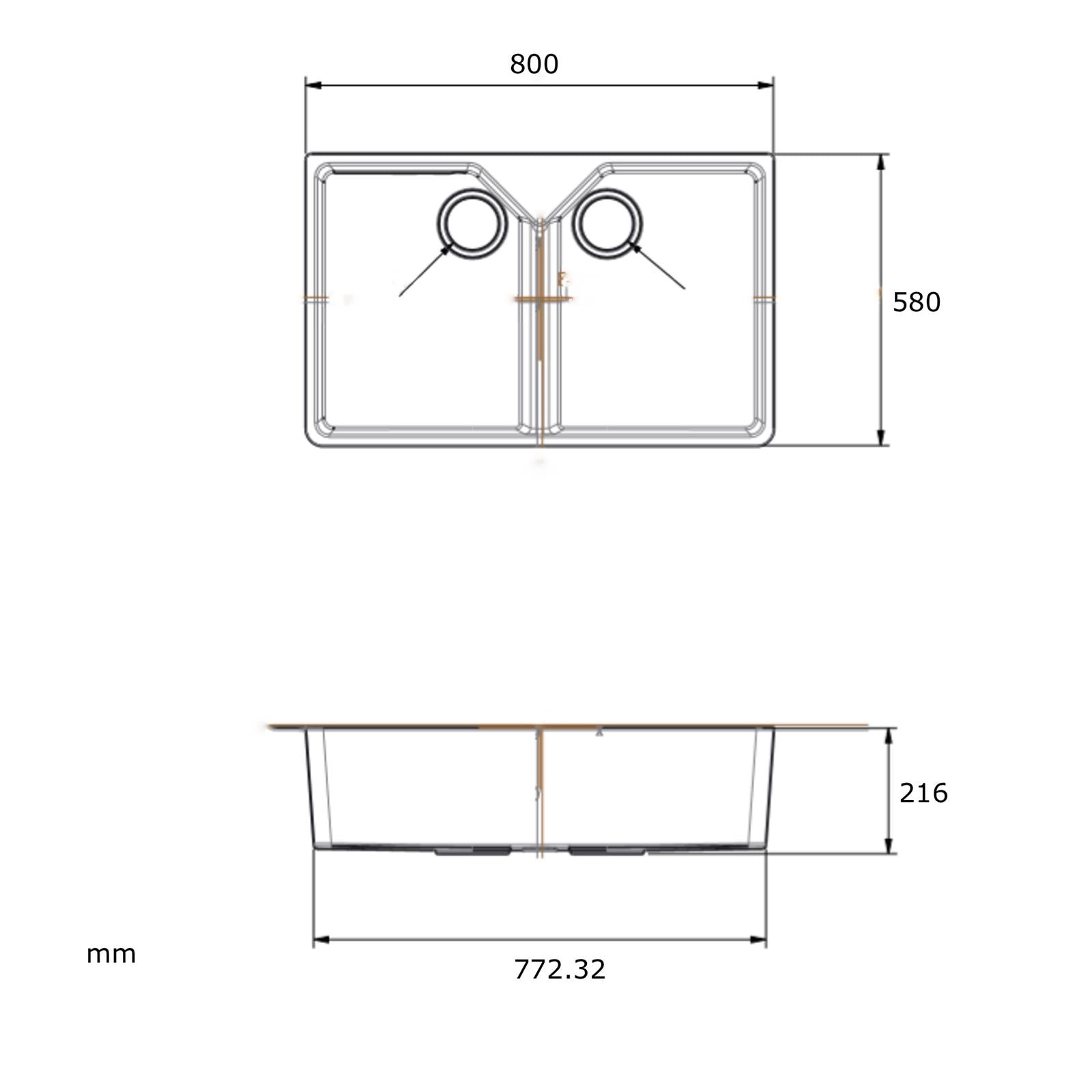 Liquida BT64WH 2.0 Bowl Butler Inset Or Undermount Gloss White Kitchen Sink